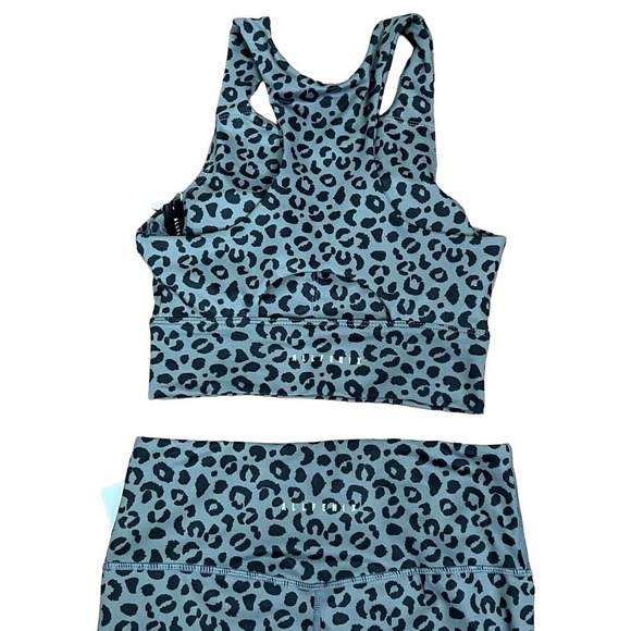 allfenix Leggings & Sports Bra Set Gray Black Leopard Size Small New With Tags - Picture 4 of 13